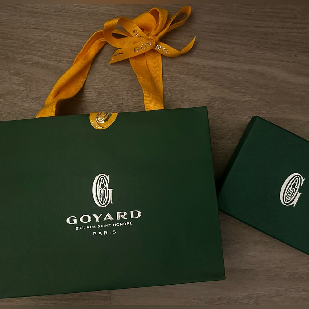 Goyard Forest Green Bag and Box with Gold Ribbon
